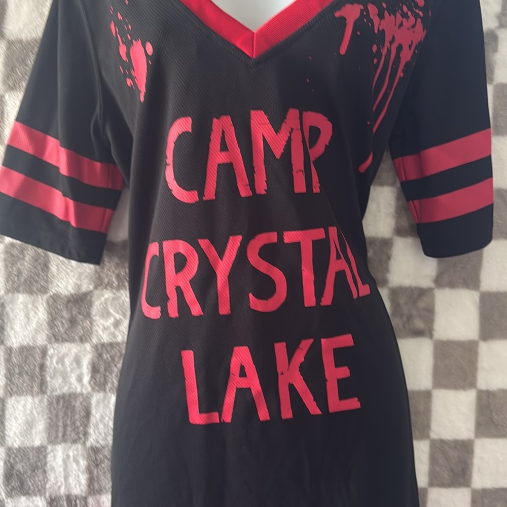 Friday the 13 Adult Jason Hockey V Neck Maxi Short Sleeve Dress Size L/Large - Picture 5 of 9
